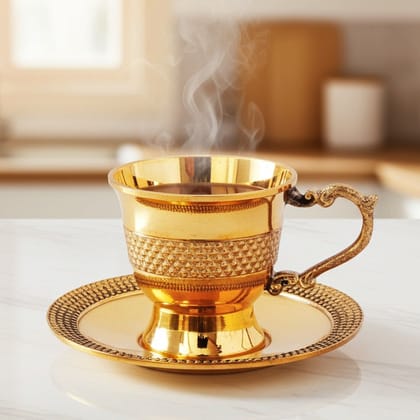Brass Tea Cup Saucer Set (ZMAS272 B)