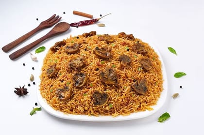 Hyderabadi Mushroom Biryani Serves 4