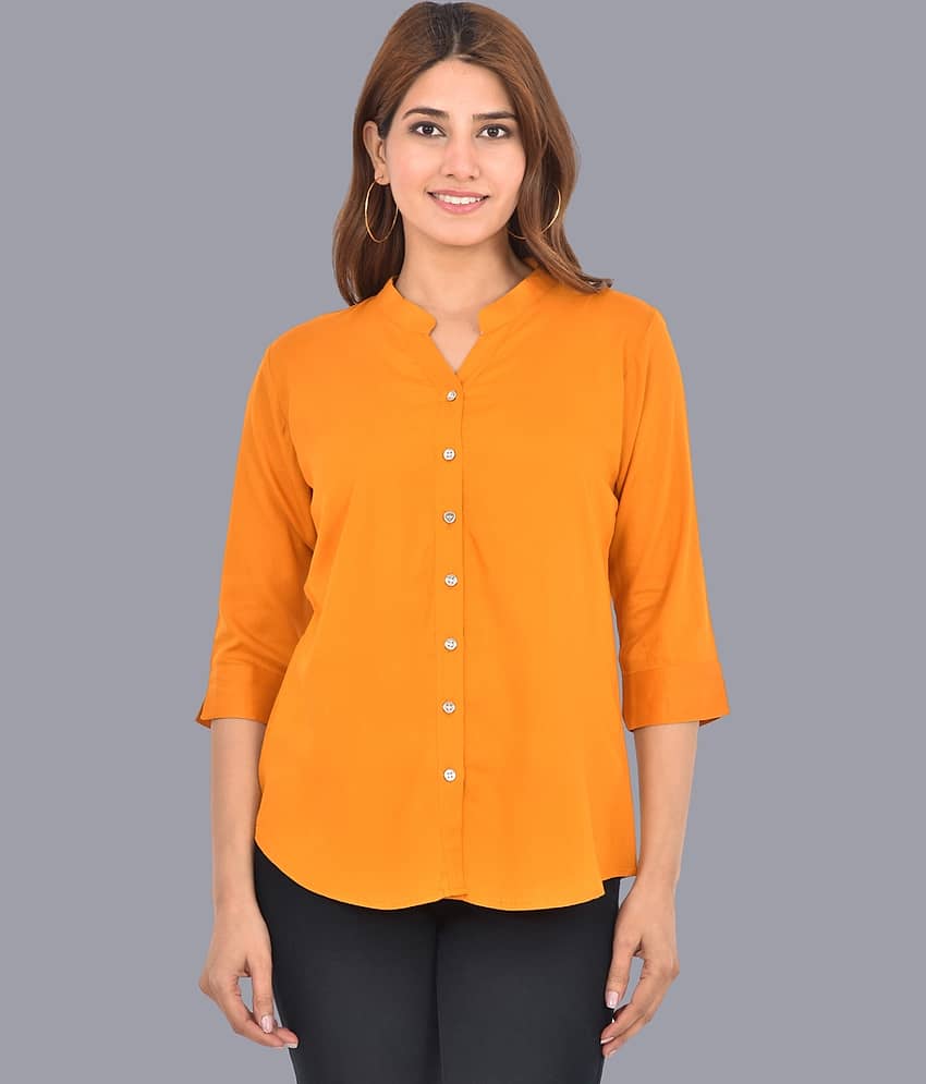 FABISHO Women Solid Rayon Shirt ( Mustard )