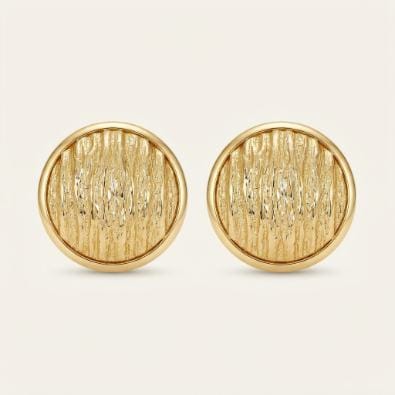 Gold Textured Round Button Studs | Gold-Tone Anti-Tarnish Imitation Jewellery - Earrings | Buy online on ZillyBuy