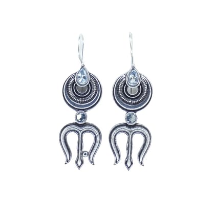 SilverPlated Trishul Accent Drop Earrings For Girls Women