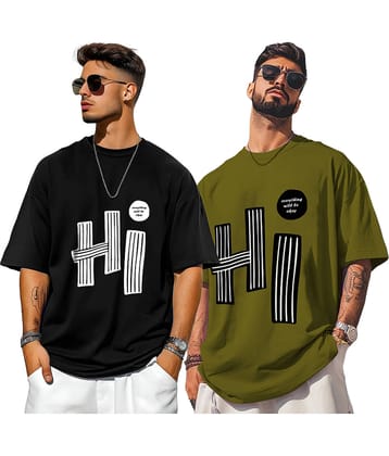 AUSK Men Cotton Blend Oversized Fit Printed T-Shirt ( Multicolor1 )