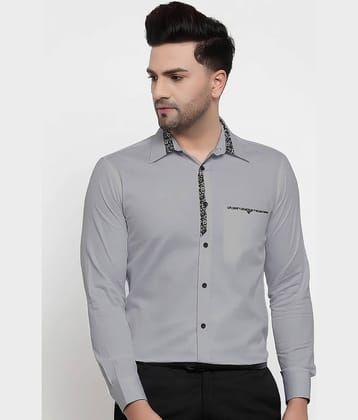 WEBRIC Cotton Blend Regular Fit Full Sleeves Men's Formal Shirt - Light Grey ( Pack of 1 )