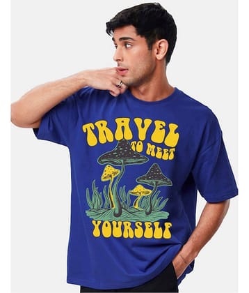 Veirdo Pack of 1 Cotton Oversized Fit Men's T-Shirt ( Blue )