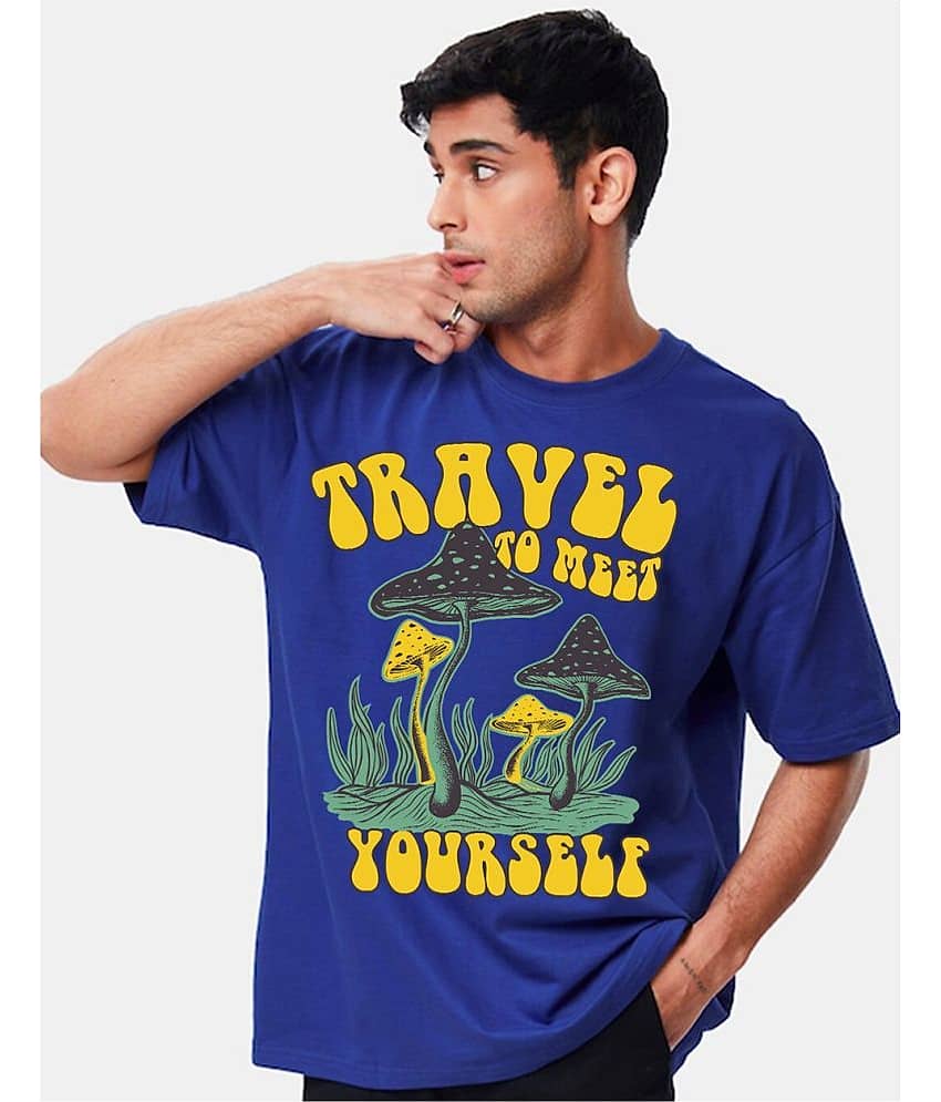 Veirdo Pack of 1 Cotton Oversized Fit Men's T-Shirt ( Blue )