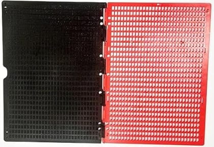 27-Line Braille Slate with Stylus – Red top & black abs plastic bottom – lightweight & durable writing tool for braille learners