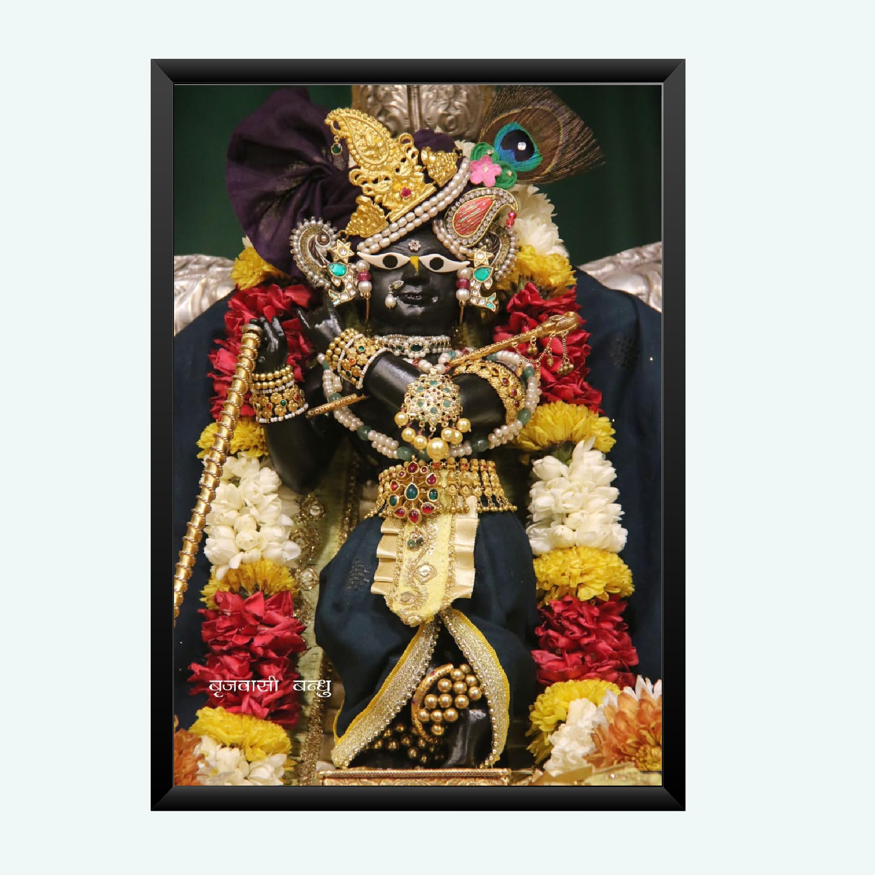 NOKKES Radha Raman ji Vrindavan Radha Raman Thakur Ji Black Photo Frames Religious Photo frame 5X7 Inch Photo Frame_QWW115