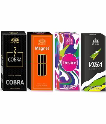 ST.JOHN Cobra ,Magnet,Desire & Visa 10ml Pocket Perfume For Men 10ml Each (40ml) - Pack of 4