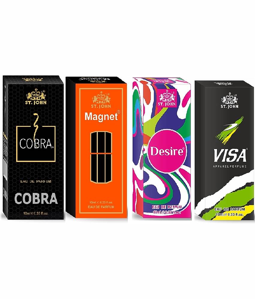 ST.JOHN Cobra ,Magnet,Desire & Visa 10ml Pocket Perfume For Men 10ml Each (40ml) - Pack of 4