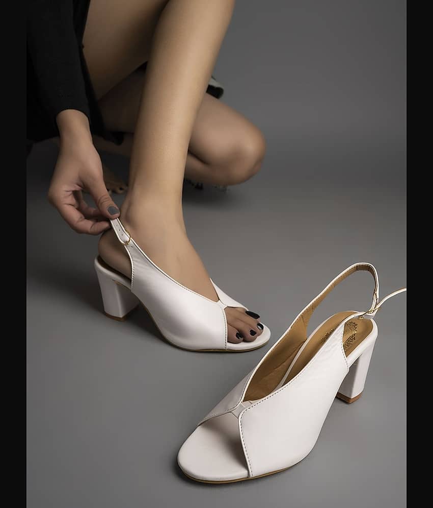 Shoetopia White Women's Peep Toes Heels