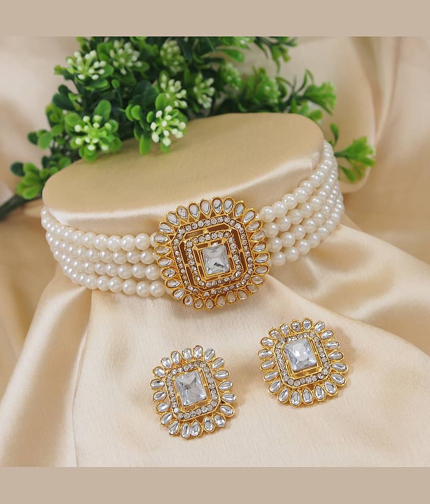 Padmavati Bangles White Alloy Necklace Set ( Pack of 1 )