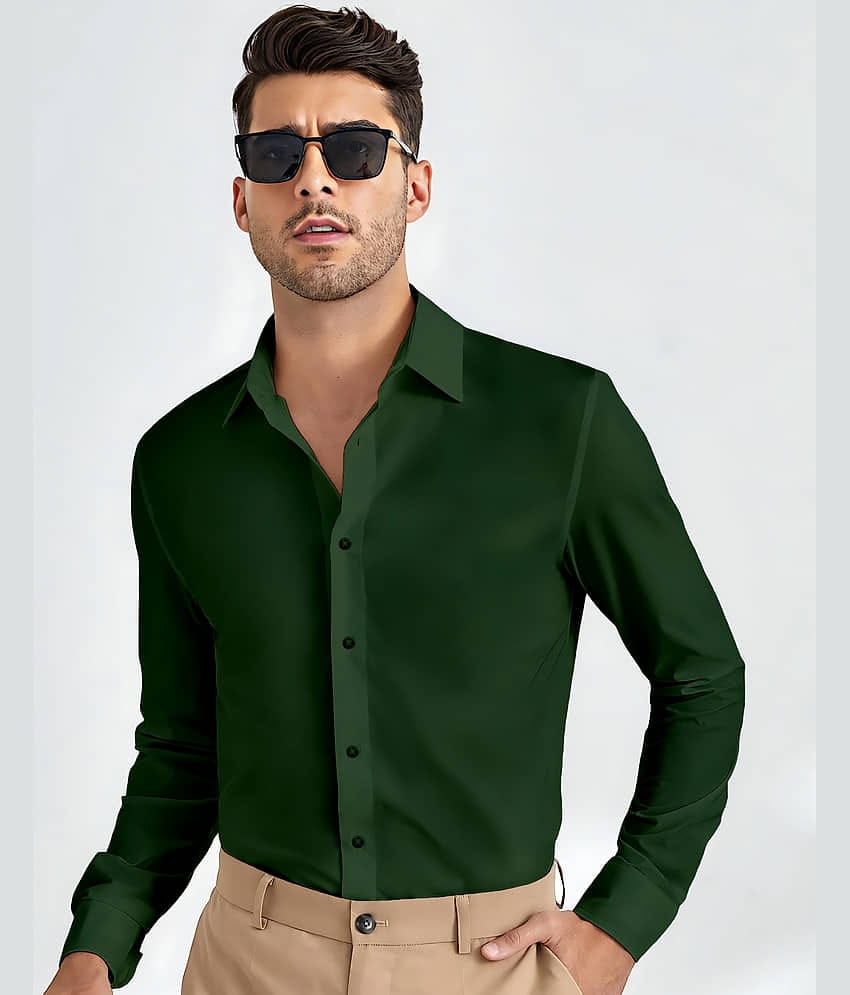 WEBRIC Cotton Blend Regular Fit Full Sleeves Men's Formal Shirt - Green ( Pack of 1 )