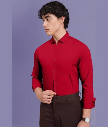 ALY JH0N 100% Cotton Regular Fit Solids Full Sleeves Men's Casual Shirt - Red ( Pack of 1 )
