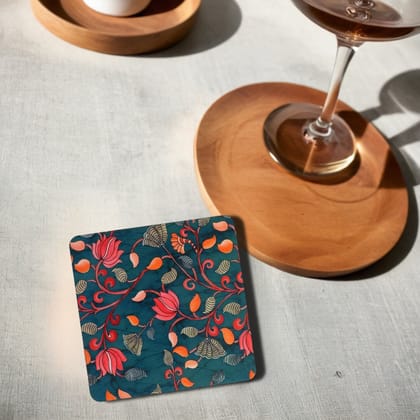 Elegant Pichwai Print MDF Coaster – Stylish & Durable Design(Set of 4)-Pichwai