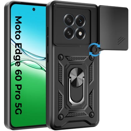 A rtistque Armor Bumper Back Case Cover for Motorola Moto Edge 60 Pro 5G | Stylish Ring Holder & Inbuilt Stand | Sliding Camera Cover | TPU Protective Design | Moto Edge 60 Pro Back Cover - Black A rtistque Armor Bumper Back Case Cover for Motorola Moto 