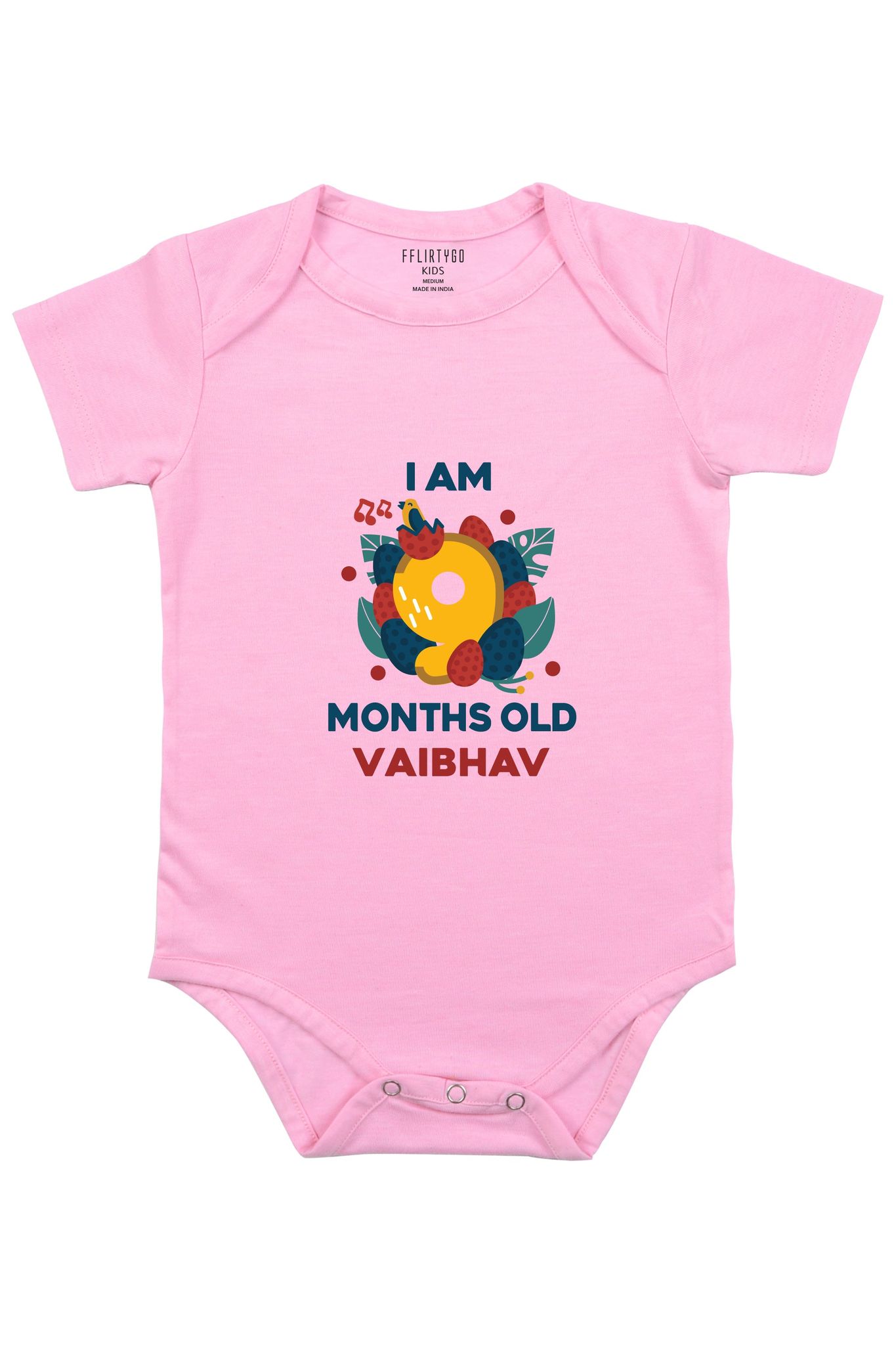Nine Month Birthday Baby Romper | Onesies w/ Custom Name-Baby Romper / Pink / 0-3 Months