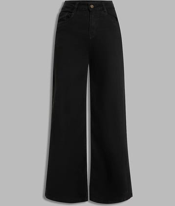 Miss Chase Women's Wide Leg High-Rise Jeans ( Black )