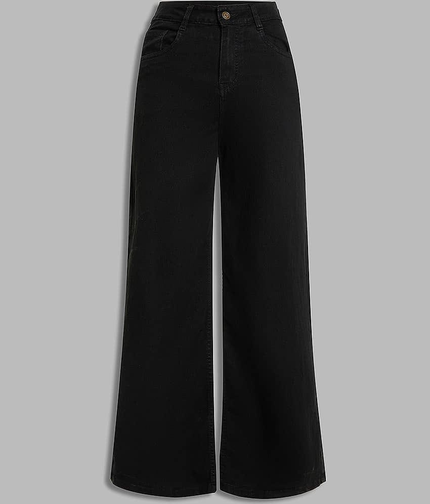 Miss Chase Women's Wide Leg High-Rise Jeans ( Black )