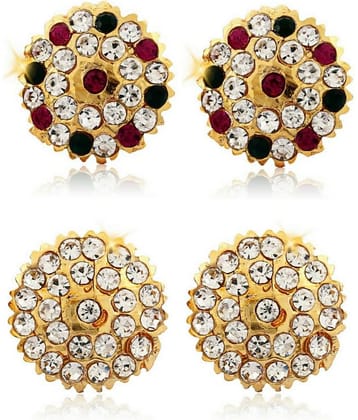 Vighnaharta Traditional South Culture Alloy Gold Plated Stud Earring Combo set ( Pack of- 2 Pair Earrings)