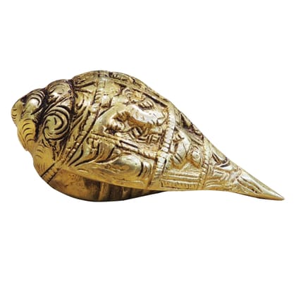 Brass Shankh Idol Statue | Sacred Conch Religious Showpiece, Height : 2 Inch (BSMAS1863 C)