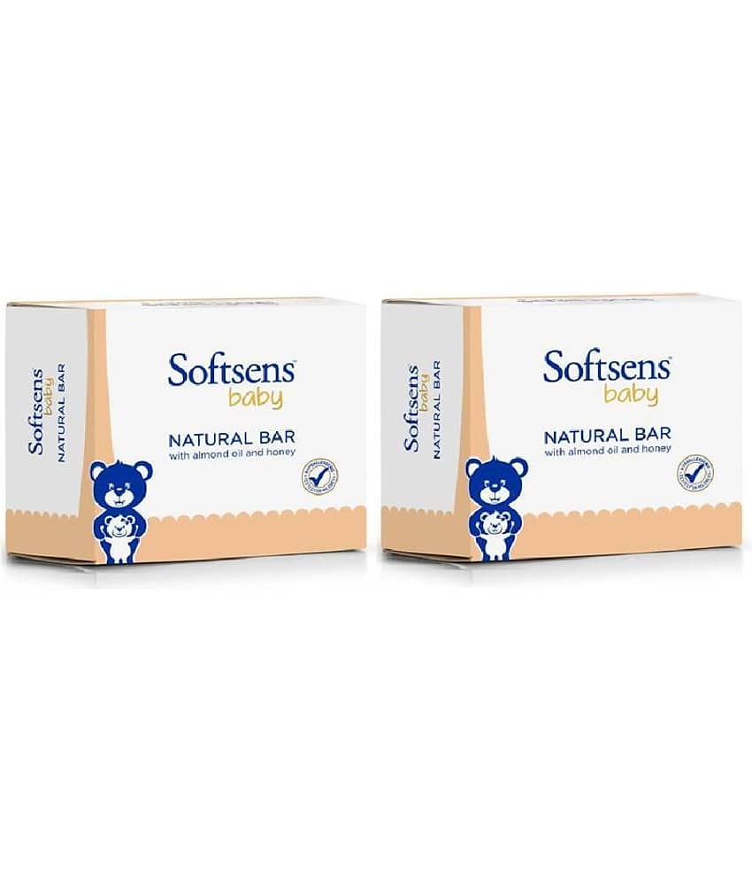 Softsens Baby Natural Bar Soap with Honey, Orange & Natural Almond Oil 100g x 3, Pack of 2
