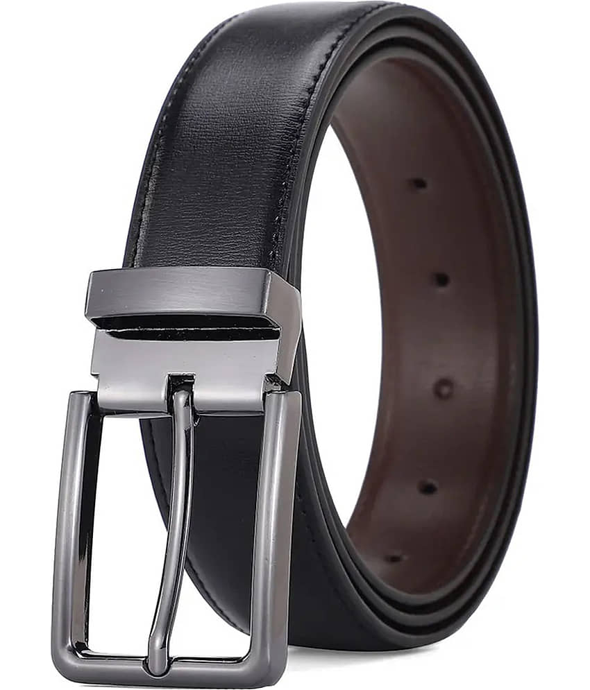 SILKSHOPPING - Black Faux Leather Men's Formal Belt ( Pack of 1 )