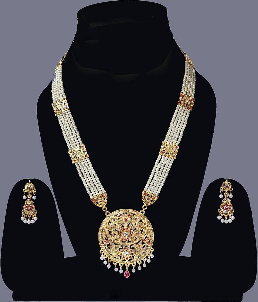 Rhosyn Gold Brass Necklace Set ( Pack of 1 )