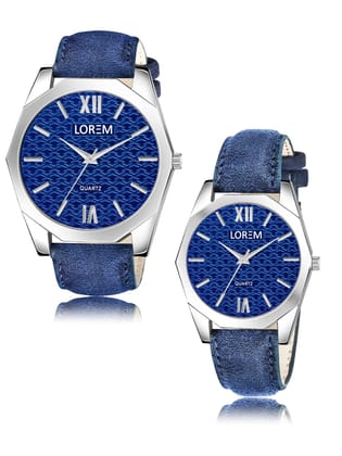Blue 3D embossed Dial Analog Watch for Lovely Couple LR86-LR333