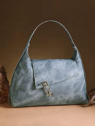 The Large Slant-Flap Hobo Bag - Icy Blue-Hobo Bag