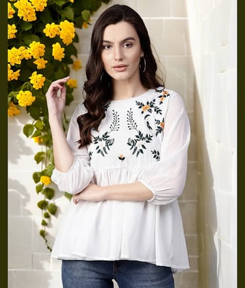 Pannkh Women's Polyester Regular Top ( White )