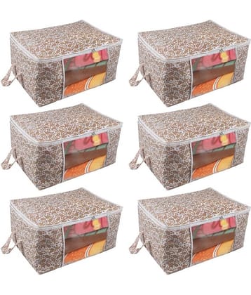 Prettykrafts Underbed Storage Bag, Storage Organizer, Blanket Cover with Side Handles (Set of 6 pcs)