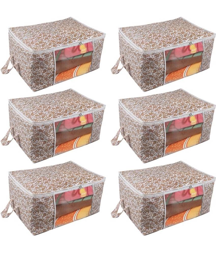 Prettykrafts Underbed Storage Bag, Storage Organizer, Blanket Cover with Side Handles (Set of 6 pcs)