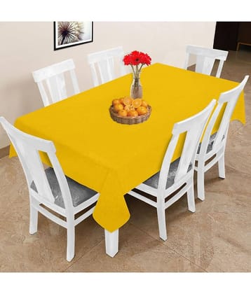 Oasis Hometex Solid Cotton 6 Seater Rectangle Table Cover ( 178 x 152 ) cm Pack of 1 Yellow