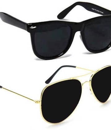 Elligator Multicolor Rectangular Sunglasses ( Pack of 2 ) - Medium
