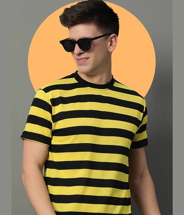 GET GOLF Cotton Blend Regular Fit Striped Half Sleeves Men's Round T-Shirt - Yellow ( Pack of 1 )