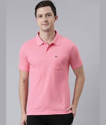 Force NXT Pack of 1 Cotton Blend Regular Fit Solid Half Sleeves Men's Polo T Shirt ( Pink )