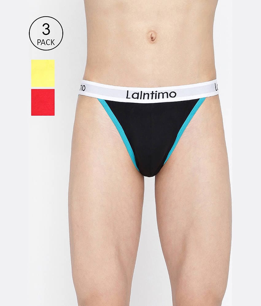 La Intimo Pack of 3 Cotton Bikini For Men's ( Multicolor )