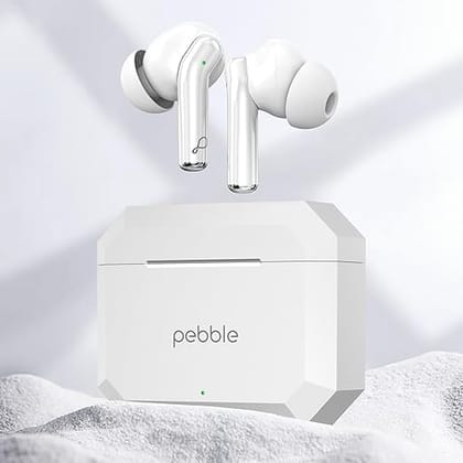 Pebble Glory Buds AI Environmental Noice Cancellation, Premium Design, Fast Paring, 10mm Dynamic Driver, Splash Proof, Type C Charging (White)
