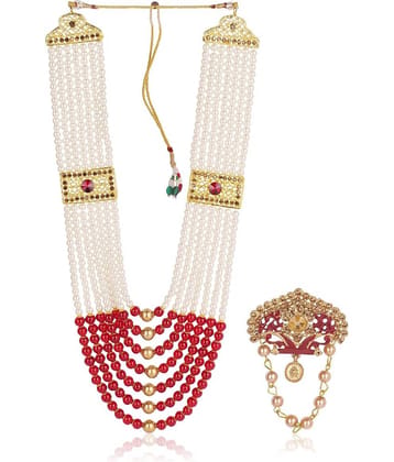 Dulha groom sherwani Necklace/Moti Mala for Men for wedding | Groom Mala and Brooch Set