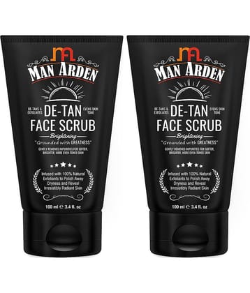 Man Arden De Tan Brightening Face Scrub - De-Tans & Exfoliates Skin - With Vitamin C, 100 ml (1+1 Free Offer)