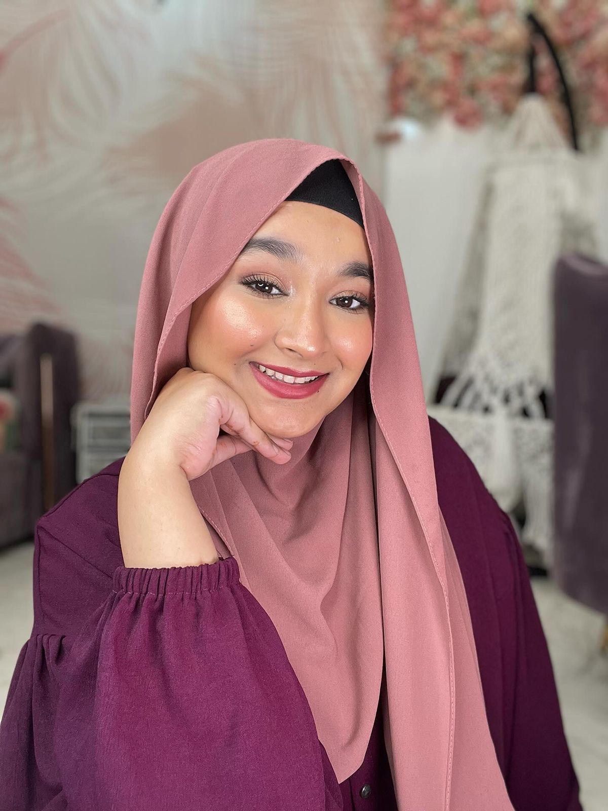 Premium Chiffon Hijab - Rose Pink-Rose Pink