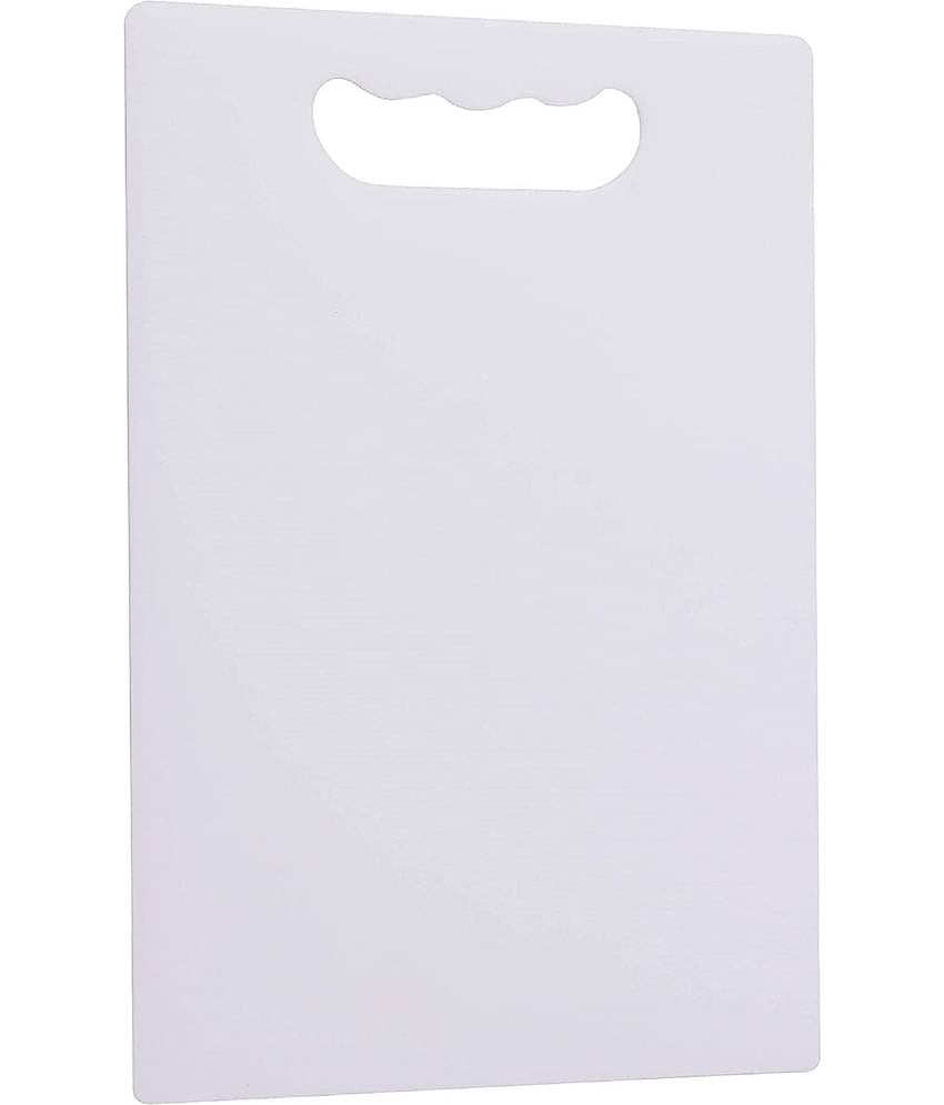 HomePro Kitchen Product Plastic Chopping Board with Handle (White) Medium