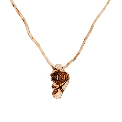 MAYAPURI Engraved Design Radha Tulsi Mala or Holy Basil Wooden Necklace with Radha Pendant Locket (Pack of 1)