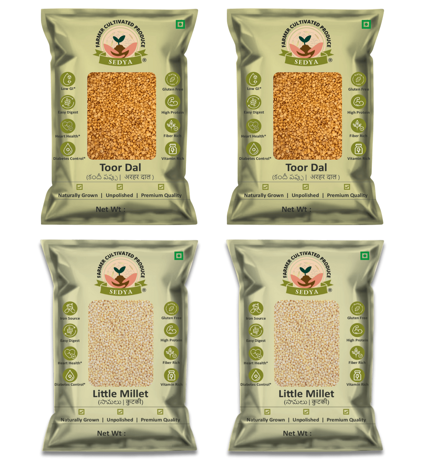 Sedya Premium Toor Dal & Little Millet Combo | Protein & Fiber Rich | 2kg (1kg Each)