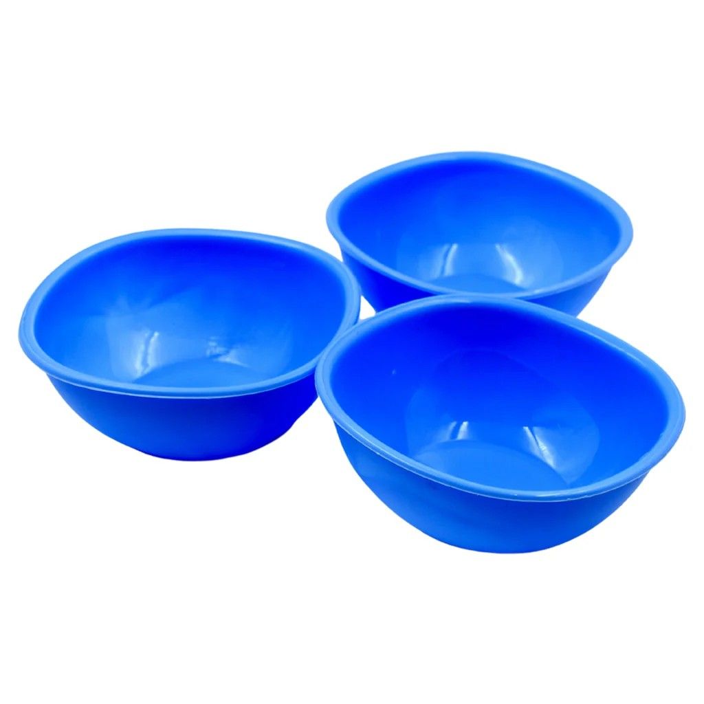 Plastic Bowl Set for Cereal, Salad, Rice, Soup, Pasta, Snack Bowl, Microwave Safe, Dishwasher Safe 3 Pcs (Blue)