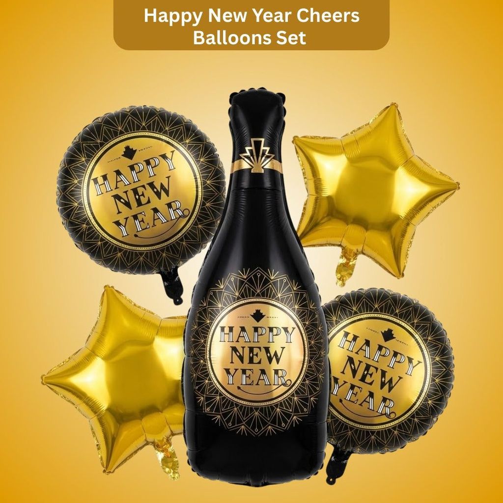 Happy New Year Cheers Balloon Set - 5PC - Party and Festive Needs | Buy online on ZillyBuy