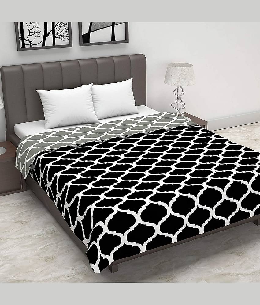 DIVINE CASA Double Polyester Black Abstract Dohar