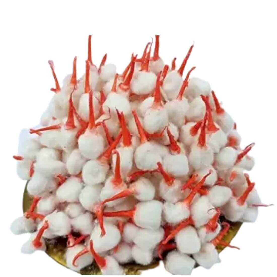 MAYAPURI Cotton Round Wicks/Phool Batti/Cotton Batti/Rui Gol Batti for Puja Aarti (Pack of 50 Wicks)