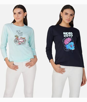 CHOZI Women Cotton Blend Printed Regular Fit Round Neck T-Shirt ( Multi Color )