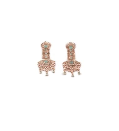 Generic Women's Brass Silver Plated Drop Earrings (Turquoise)-PID66260
